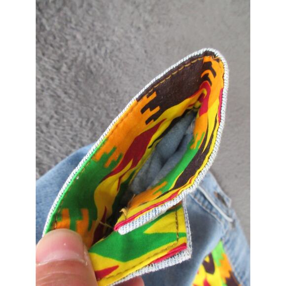 D'Iyanu Women's Small African Traditional Print Distressed Denim Jacket - Picture 15 of 15